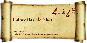 Lubovits Édua névjegykártya